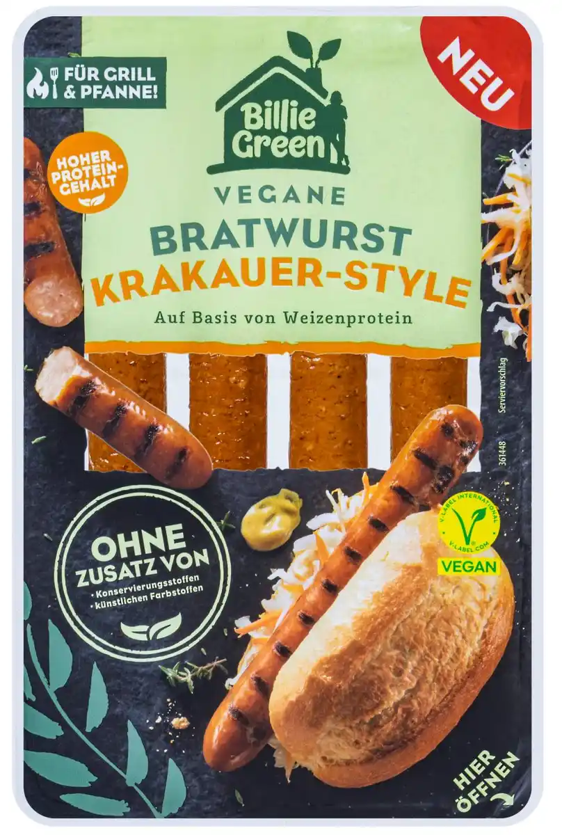 Bild 1 von BILLIE GREEN Vegane Bratwurst, 180-g-Packg.