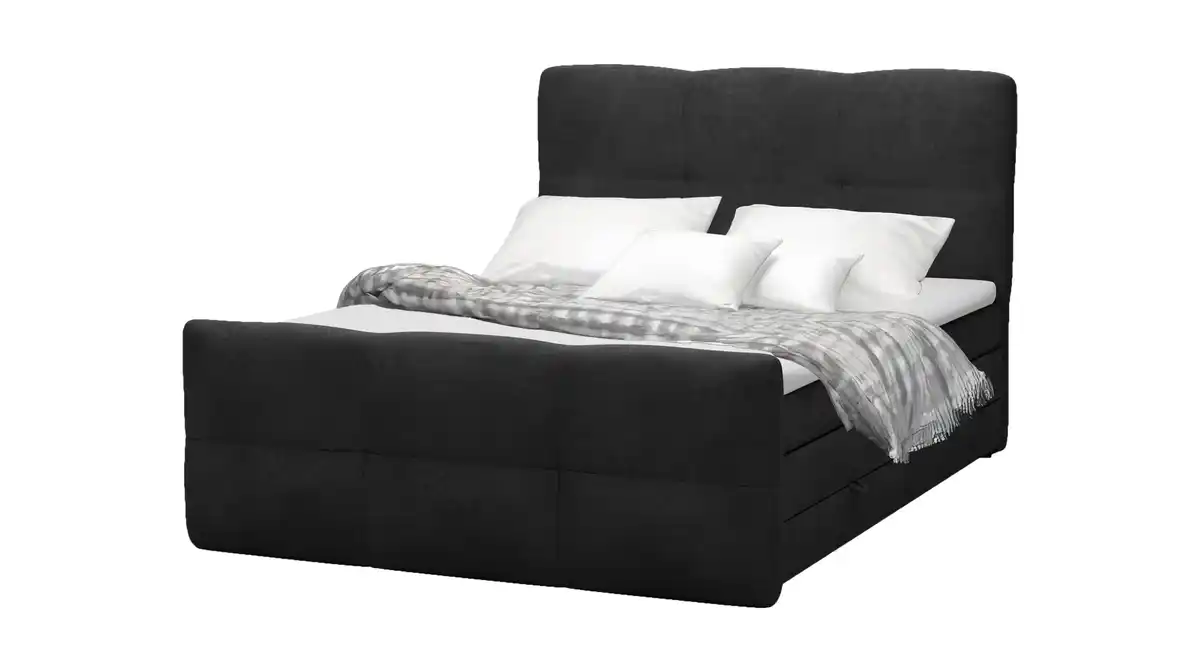 Bild 1 von Boxspringbett 180 x 200 cm mit Bettkasten anthrazit Stoffbezug - STAR