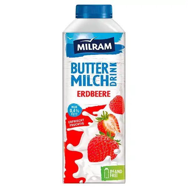 Bild 1 von MILRAM Fruchtbuttermilch 750 g, Erdbeere