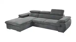 Ecksofa Cord anthrazit Schlaffunktion Bettkasten 284 x 196 cm - CINDY