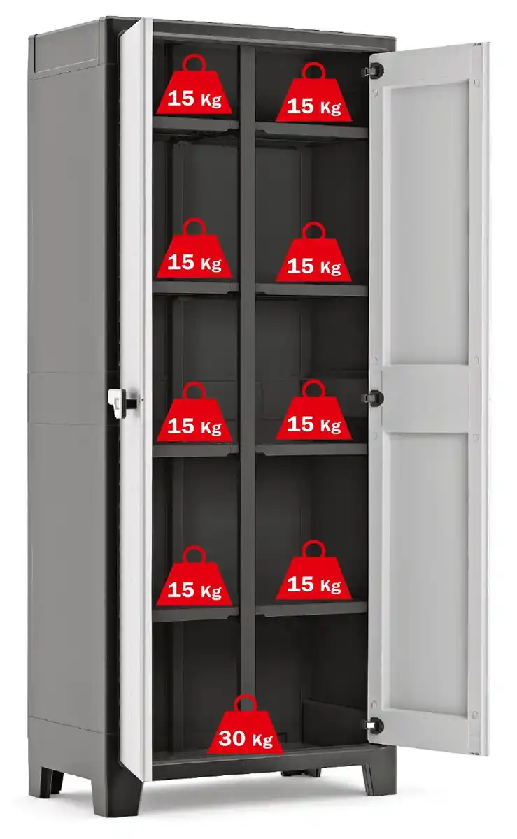 Bild 3 von Titan Besenschrank hoch, ca. 80 x 44 x 182 cm - Hellgrau/Schwarz