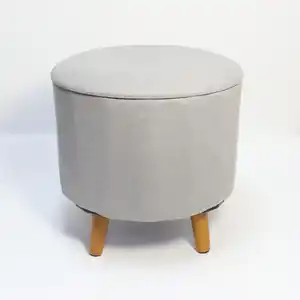 Sitzhocker mit Stauraum und Holz-Füße - Grau