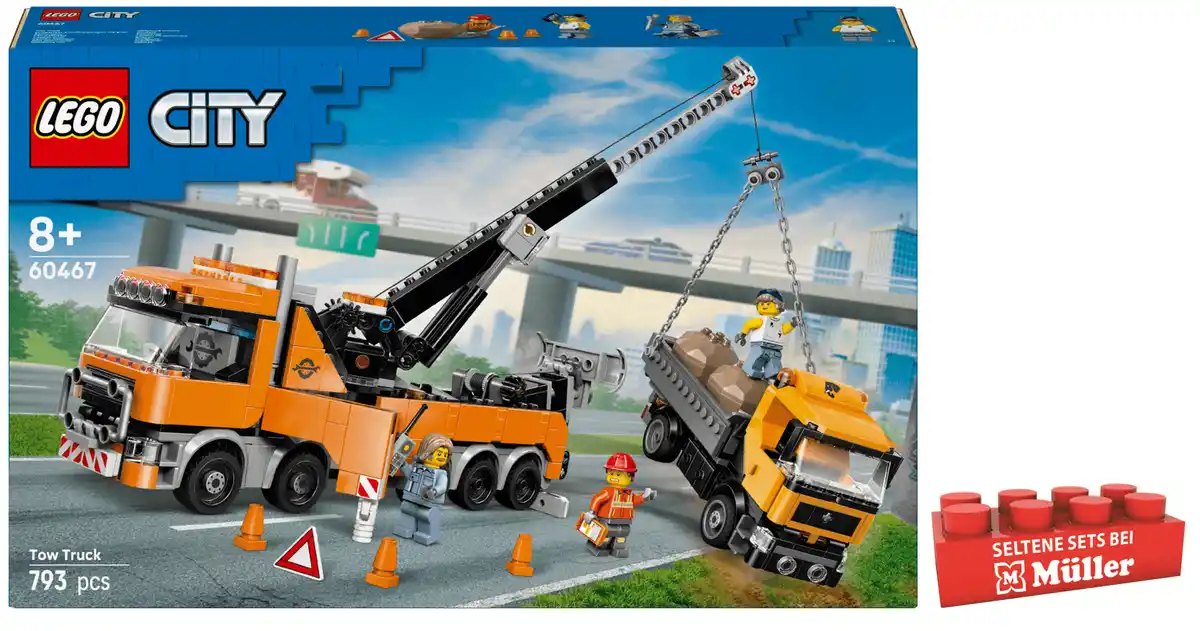 Bild 1 von LEGO City Schwerlast-Abschleppwagen mit Kran, Set für Rollenspiele 60467, 1 Stk