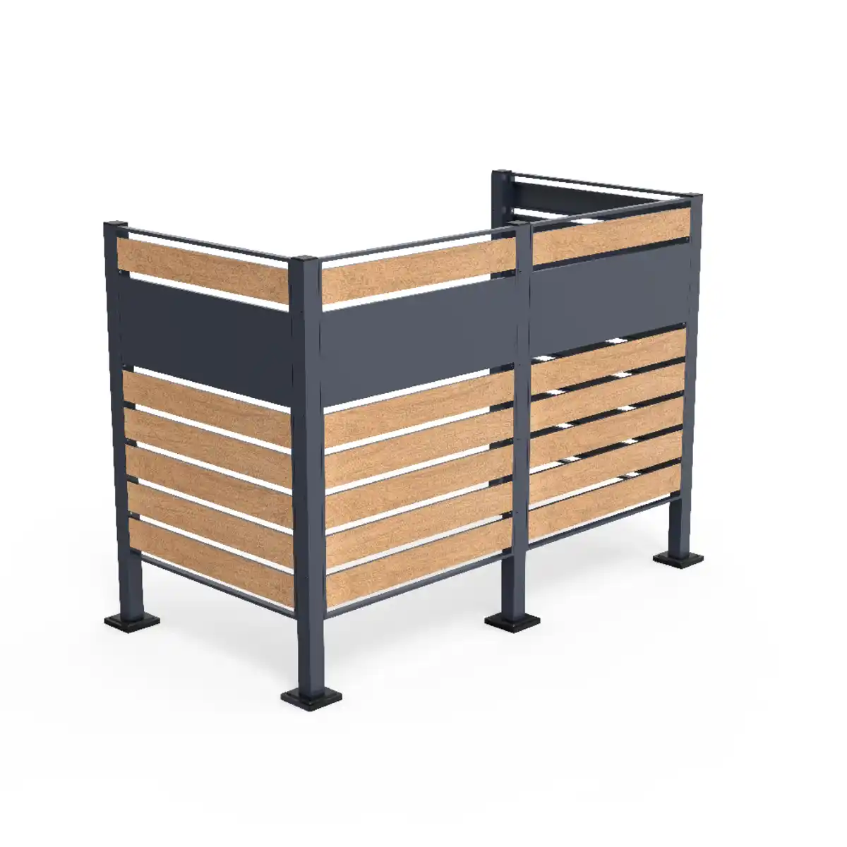 Bild 2 von Mülltonnenzaun XL für 2 Mülltonnen in Holzoptik, ca. 325 x 120 x 5 cm - Anthrazit/Holzoptik