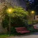 Bild 3 von Solar Gartenlaterne Laterne Gartenleuchte Wegleuchte mit 19 LED 130 Lumen 3000K Aluminium gehärtetes Glas Schwarz 22 x 22 x 194 cm