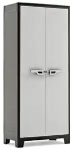 Titan Kunststoffschrank hoch , ca. 80 x 44 x 182 cm - Hellgrau/Schwarz