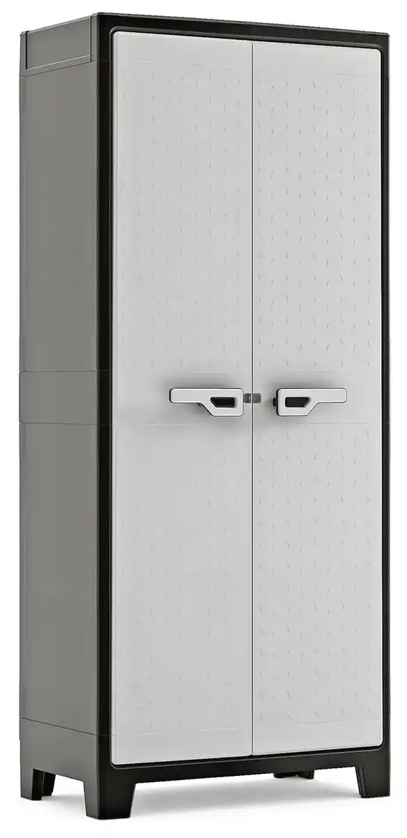 Bild 1 von Titan Kunststoffschrank hoch , ca. 80 x 44 x 182 cm - Hellgrau/Schwarz