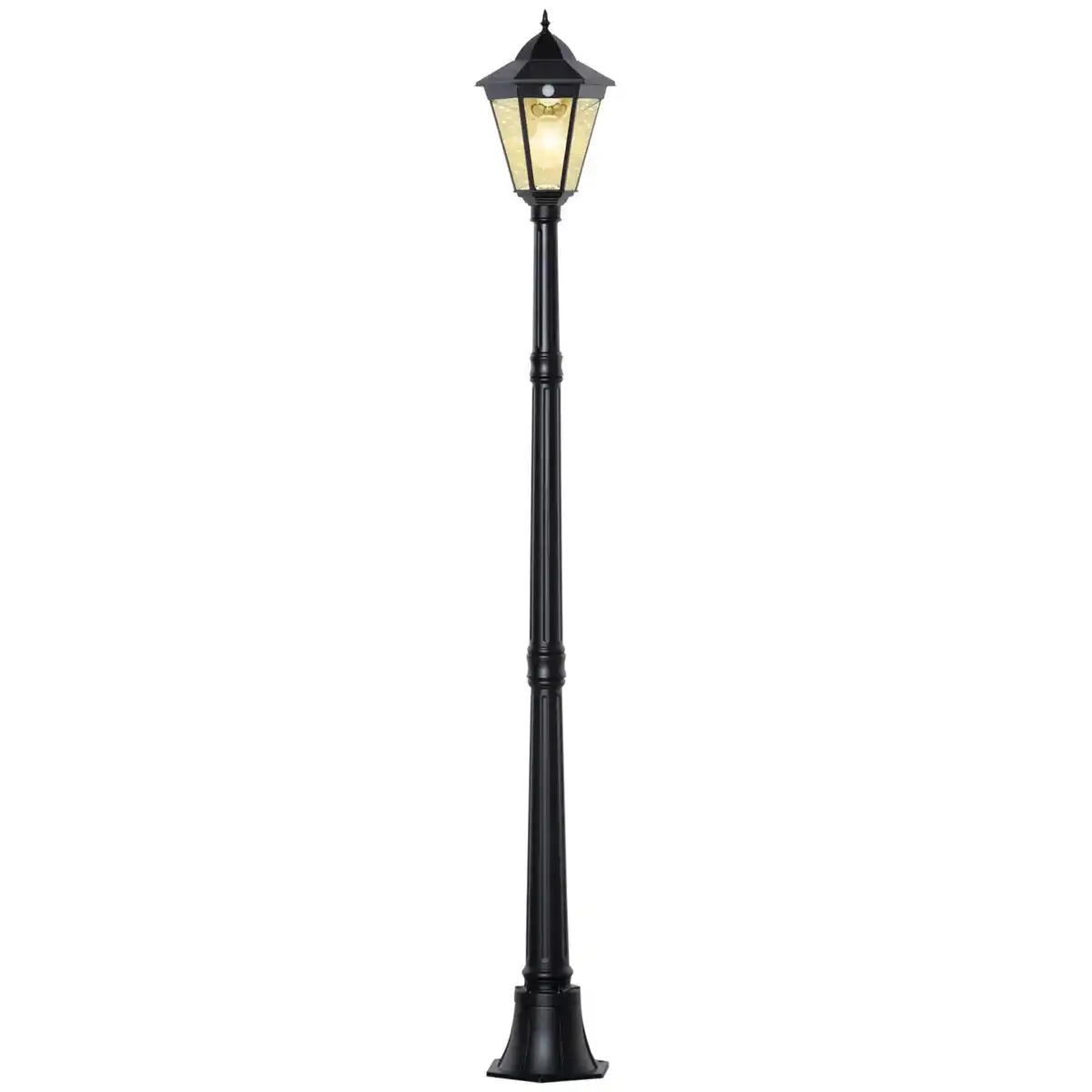 Bild 1 von Solar Gartenlaterne Laterne Gartenleuchte Wegleuchte mit 19 LED 130 Lumen 3000K Aluminium gehärtetes Glas Schwarz 22 x 22 x 194 cm