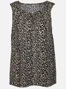 Damen Top mit Alloverprint Beige
