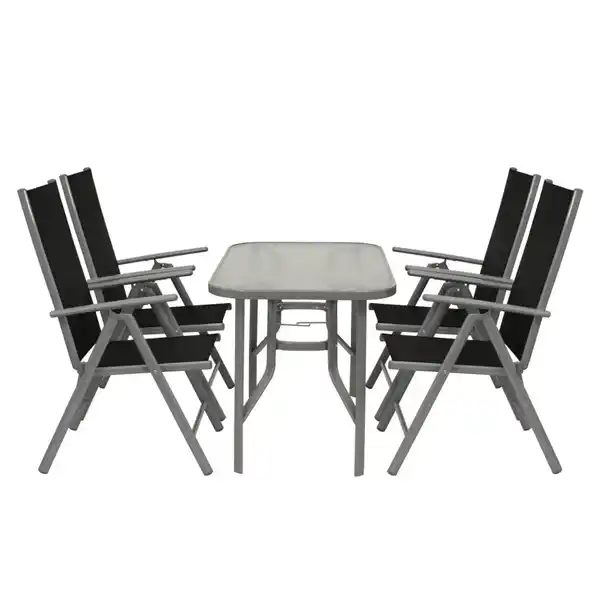 Bild 1 von Gartenmöbel-Set 5-teilig, Alu, Schwarz-Grau