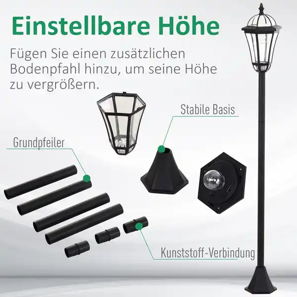 Bild 4 von Solar Gartenlaterne LED Laterne Wegleuchte 6 Stdn. ABS 129cm