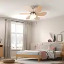 Bild 2 von Deckenventilator mit Beleuchtung 16W LED Deckenlampe mit Ventilator Buche