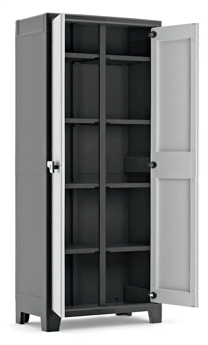 Bild 2 von Titan Besenschrank hoch, ca. 80 x 44 x 182 cm - Hellgrau/Schwarz