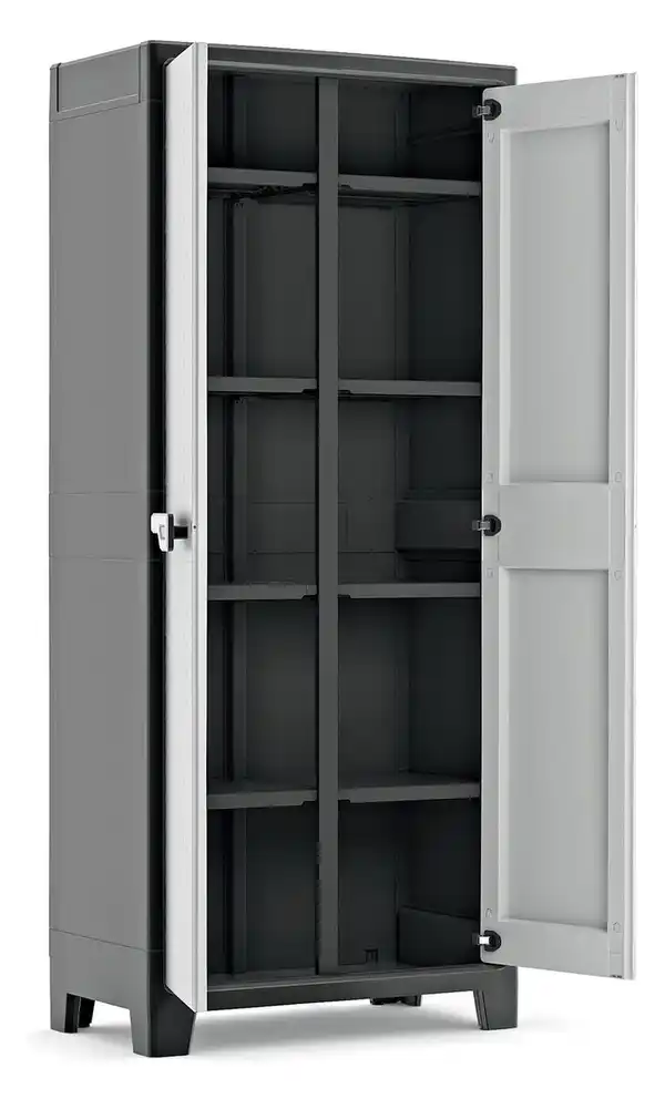 Bild 2 von Titan Besenschrank hoch, ca. 80 x 44 x 182 cm - Hellgrau/Schwarz