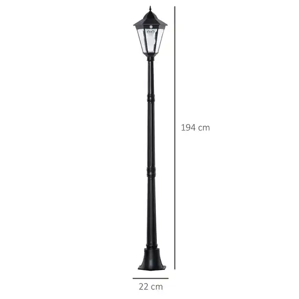 Bild 4 von Solar Gartenlaterne Laterne Gartenleuchte Wegleuchte mit 19 LED 130 Lumen 3000K Aluminium gehärtetes Glas Schwarz 22 x 22 x 194 cm