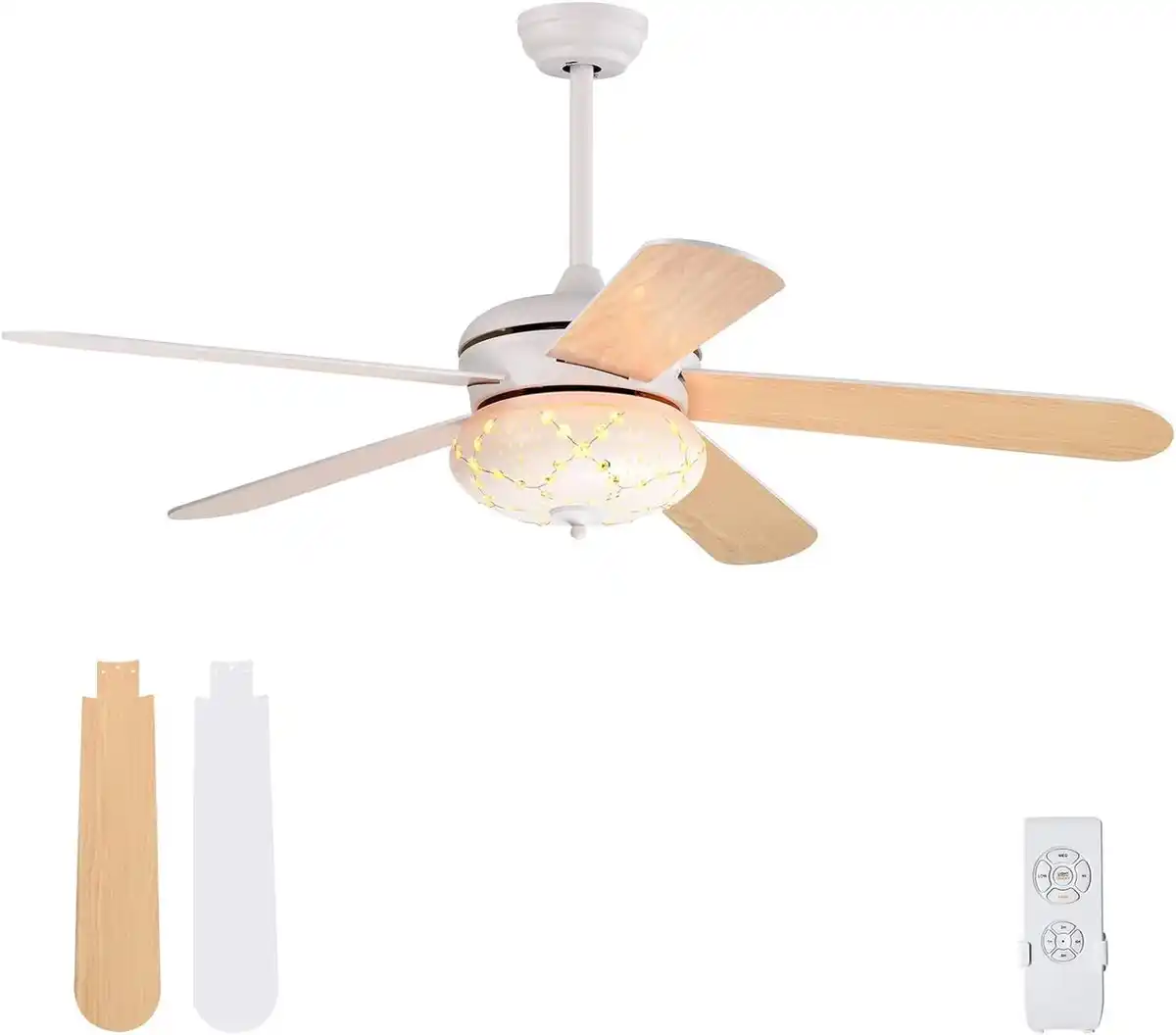 Bild 1 von Deckenventilator Mit Beleuchtung, 132cm Ceiling Fan Mit Fernbedienung