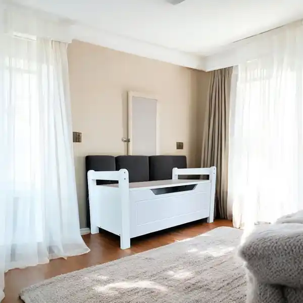 Bild 3 von Holz-Sitzbank mit Aufbewahrungsbox, ca. 88 x 38 x 43 cm - Weiß