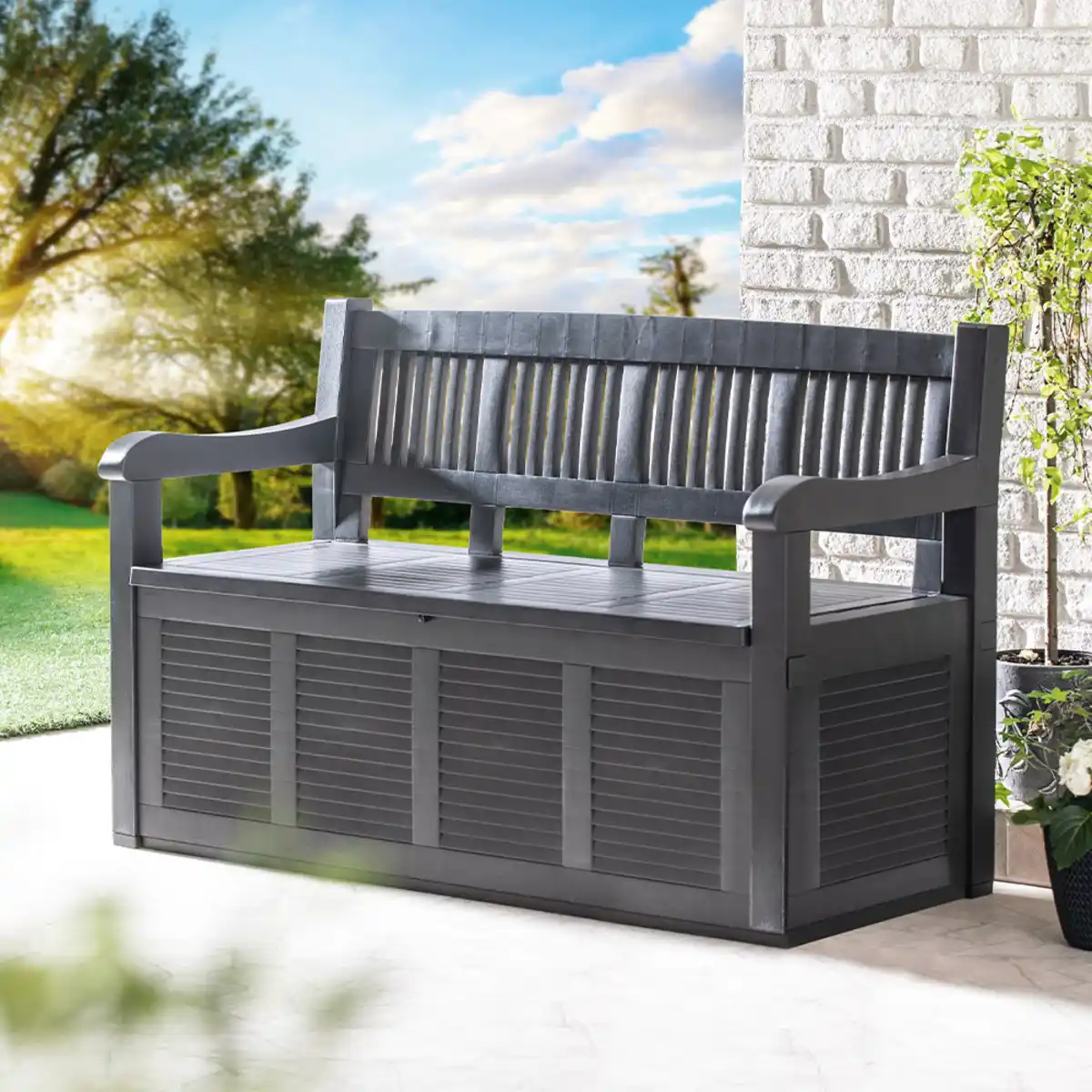 Bild 2 von Sitztruhe Truhenbank "Salzburg" - Anthrazit