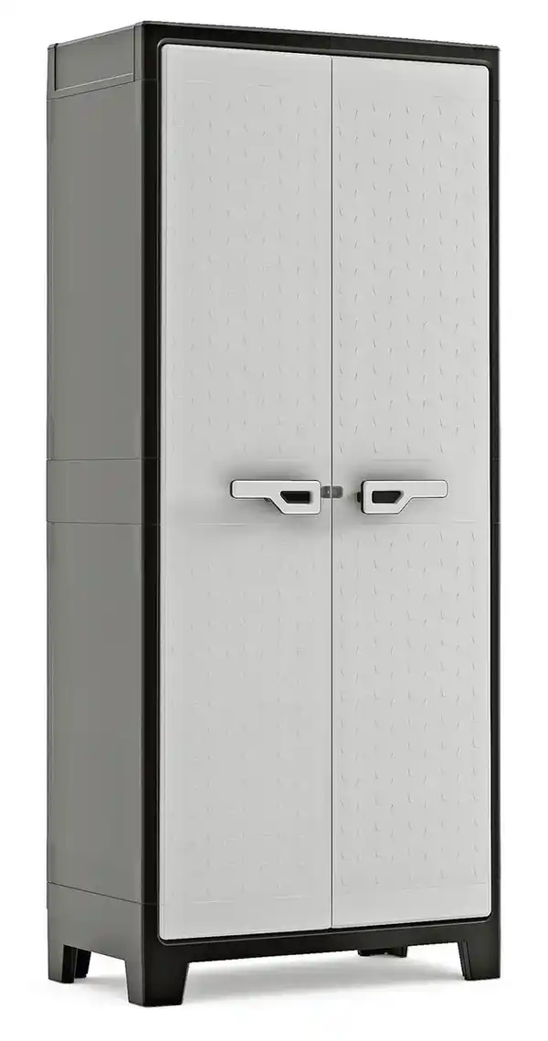 Bild 1 von Titan Besenschrank hoch, ca. 80 x 44 x 182 cm - Hellgrau/Schwarz