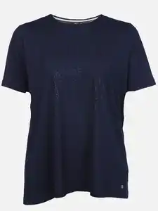 Große Größen T-Shirt mit Strasssteinchen Marine