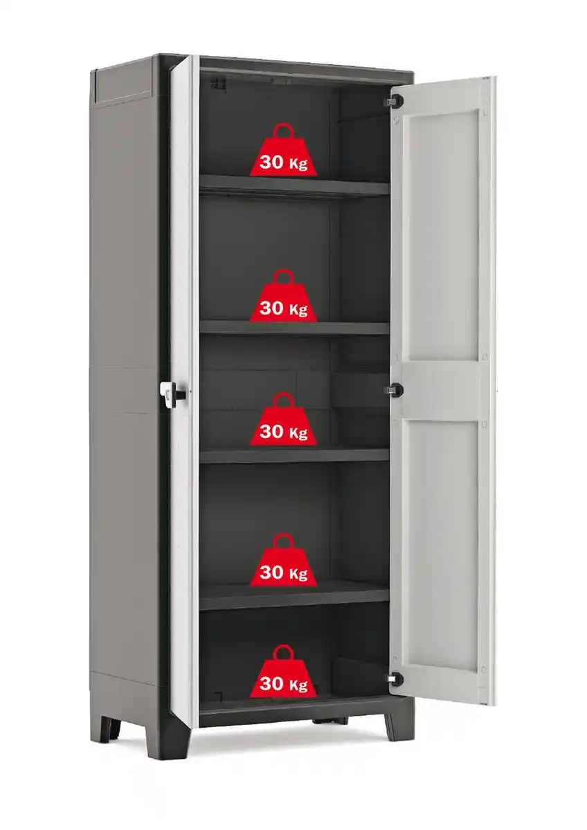 Bild 2 von Titan Kunststoffschrank hoch , ca. 80 x 44 x 182 cm - Hellgrau/Schwarz