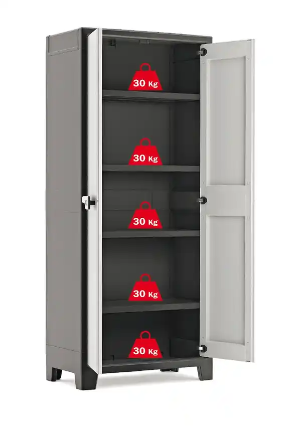 Bild 2 von Titan Kunststoffschrank hoch , ca. 80 x 44 x 182 cm - Hellgrau/Schwarz