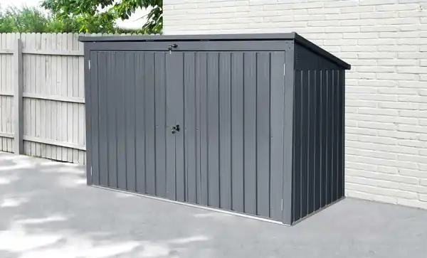 Bild 2 von 3er Mülltonnenbox mit aufklappbaren Dach mit Schloss - Anthrazit