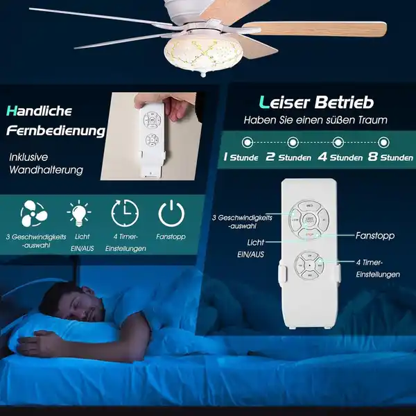 Bild 4 von Deckenventilator Mit Beleuchtung, 132cm Ceiling Fan Mit Fernbedienung