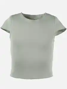 Mädchen Rippshirt in kurzer Form Grün