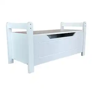 Holz-Sitzbank mit Aufbewahrungsbox, ca. 88 x 38 x 43 cm - Weiß