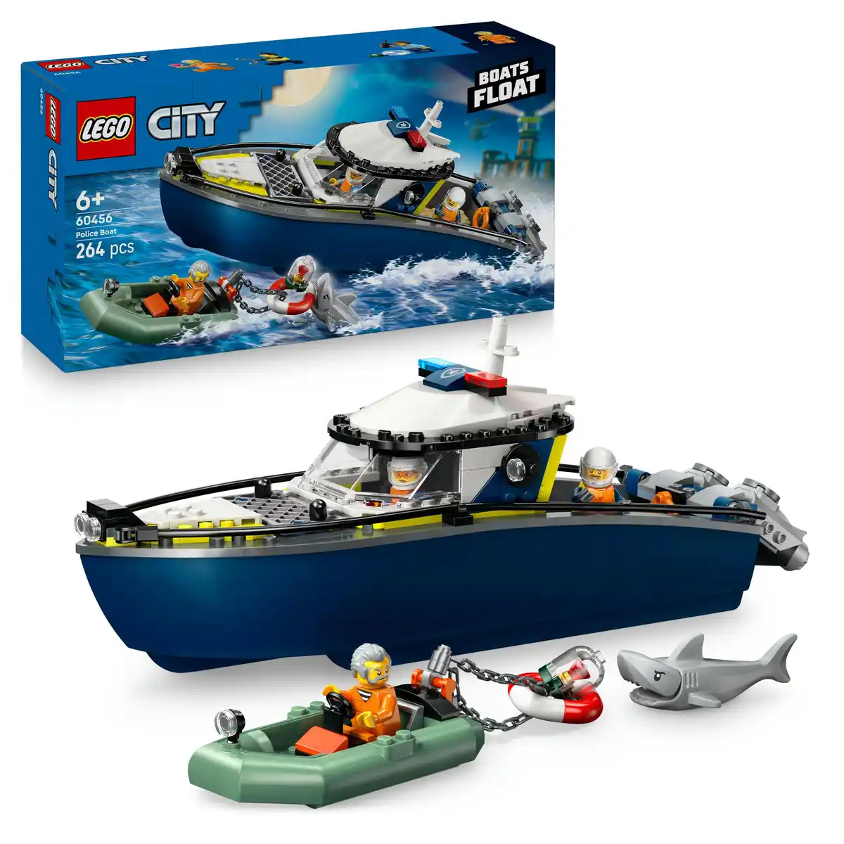 Bild 1 von LEGO City Verfolgungsjagd im Polizeiboot, Spielset mit Schnellboot 60456, 1 Stk