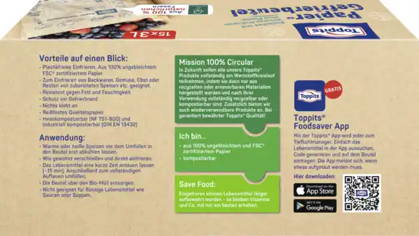Bild 2 von Toppits Gefrierbeutel Papier 3L