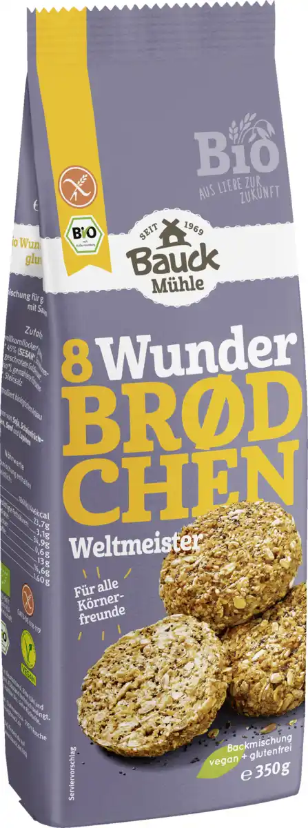 Bild 1 von Bauck Mühle Bio Backmischung Wunderbrödchen Weltmeister, 350 g
