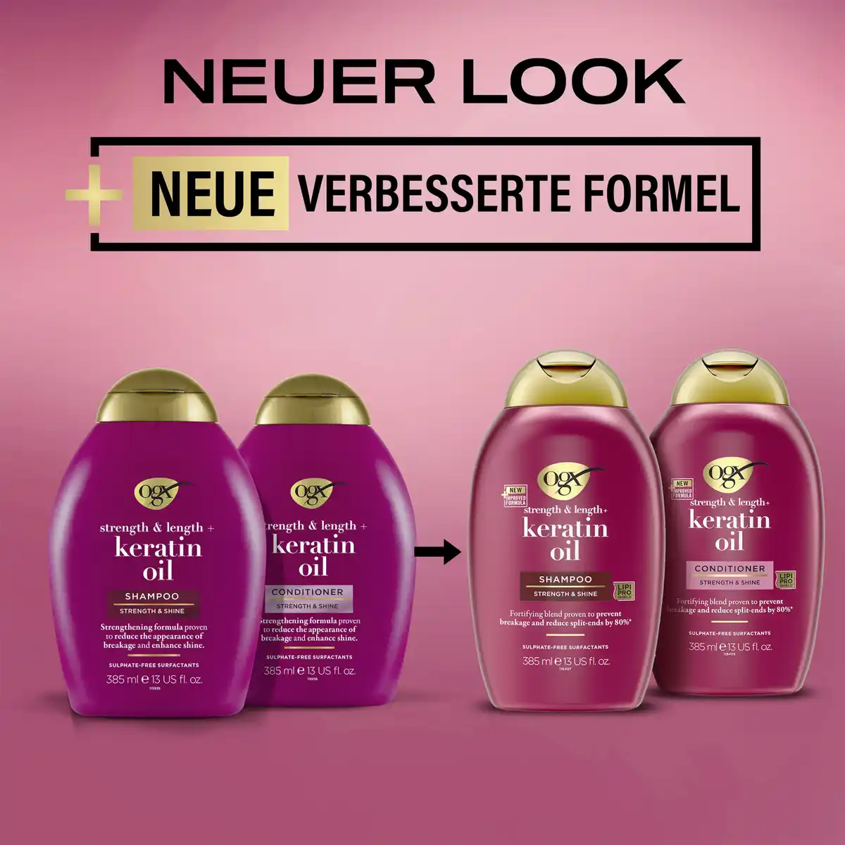 Bild 1 von ogx Shampoo Strength & Length & Keratin & Oil, 385 ml