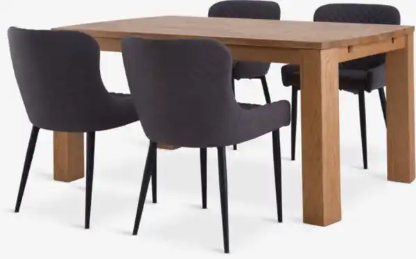 Bild 1 von OLDE L160 Tisch eiche + 4 PEBRINGE Stühle grau/schwarz
