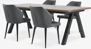 SANDBY L210 Tisch dunkle eiche + 4 LUNDERSKOV Stühle schwarz