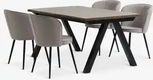 SANDBY L160 Tisch dunkle eiche + 4 RISSKOV Stühle hellgrau