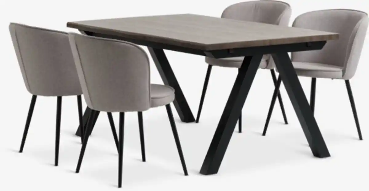 Bild 1 von SANDBY L160 Tisch dunkle eiche + 4 RISSKOV Stühle hellgrau