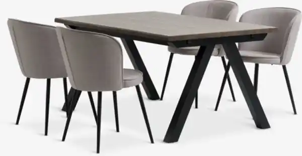 Bild 1 von SANDBY L160 Tisch dunkle eiche + 4 RISSKOV Stühle hellgrau