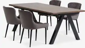 SANDBY L210 Tisch dunkle eiche + 4 PEBRINGE Stühle grau/schw