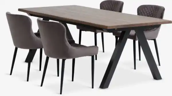 Bild 1 von SANDBY L210 Tisch dunkle eiche + 4 PEBRINGE Stühle grau/schw