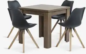 VEDDE L80/160 Tisch wildeiche + 4 BLOKHUS Stühle schwarz