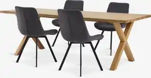 GRIBSKOV L230 Tisch eiche + 4 HYGUM Stühle grau