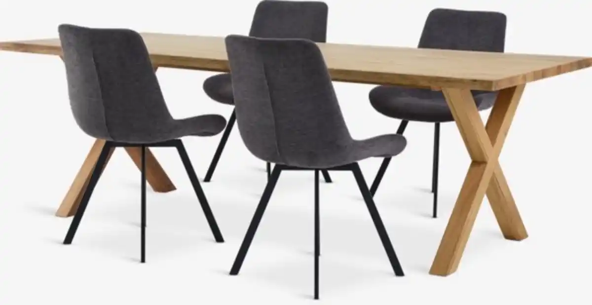 Bild 1 von GRIBSKOV L230 Tisch eiche + 4 HYGUM Stühle grau