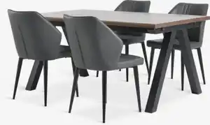 SANDBY L160 Tisch d. eiche + 4 LUNDERSKOV Stühle schwarz