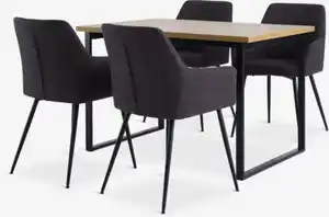 AABENRAA L120 Tisch eichefarben + 4 PURHUS Stühle grau/schwa