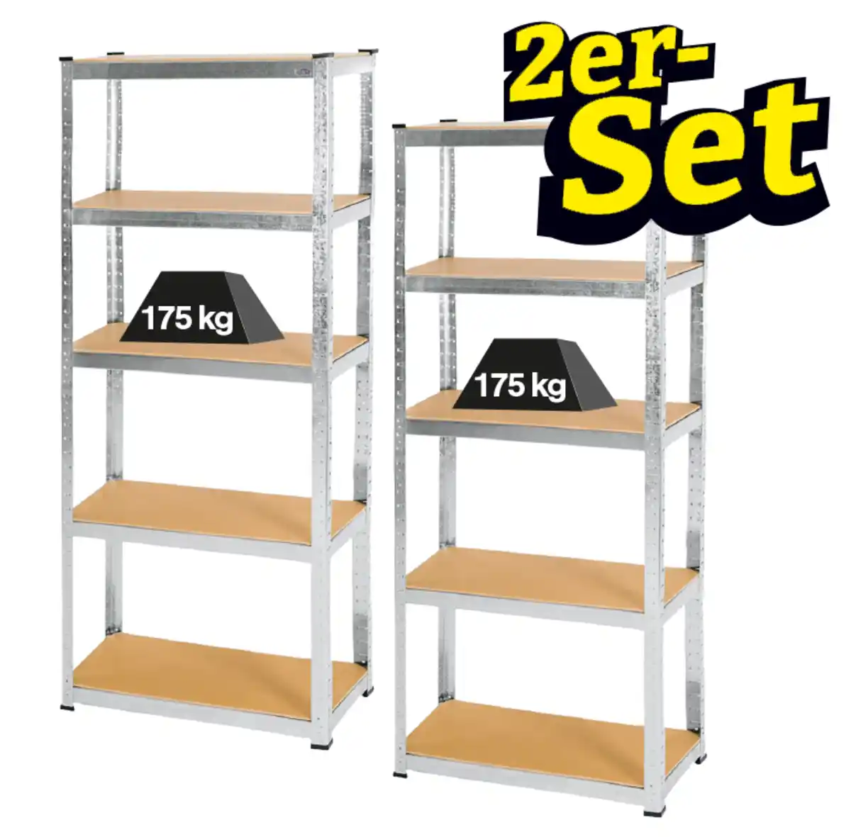 Bild 1 von 2er Set Schwerlastregal 40x90x180cm 875kg belastbar