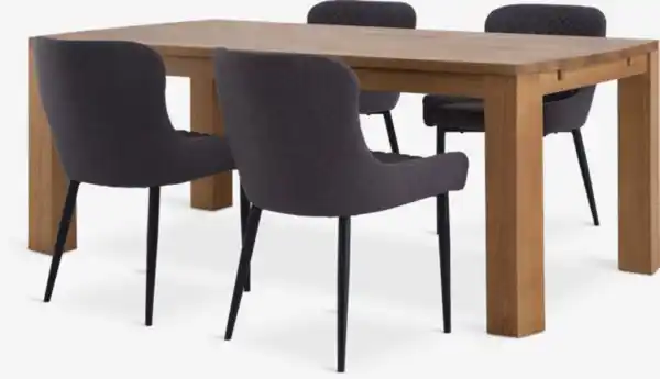 Bild 1 von OLDE L200 Tisch eiche + 4 PEBRINGE Stühle grau/schwarz