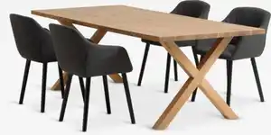 GRIBSKOV L230 Tisch eiche + 4 ADSLEV Stühle anthrazit