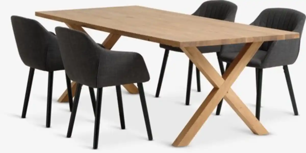 Bild 1 von GRIBSKOV L230 Tisch eiche + 4 ADSLEV Stühle anthrazit